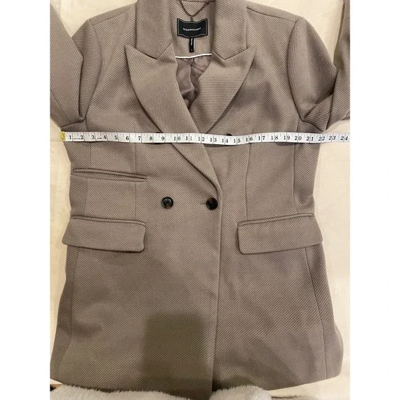 BCBGMAXAZRIA Women's Double Breasted Beige Taupe Grey Jacket Size Large Classic - Picture 4 of 7